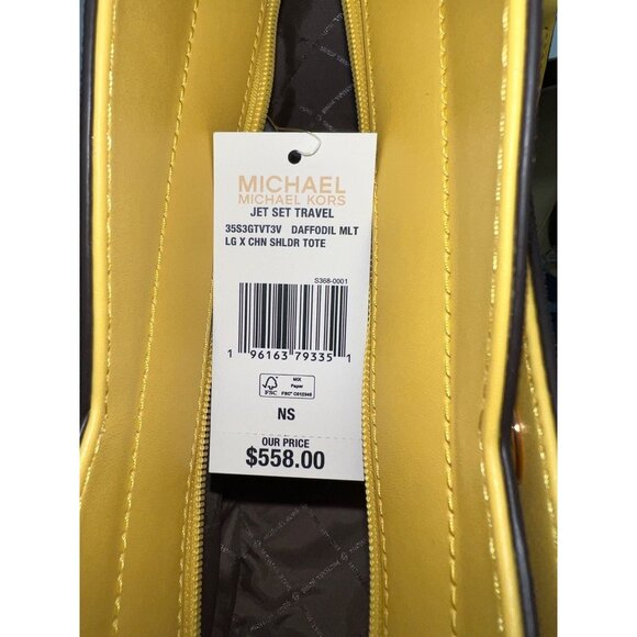 Michael Kors shoulder tote bag xchain large jet set MK signature daffodil Multi - Picture 8 of 12
